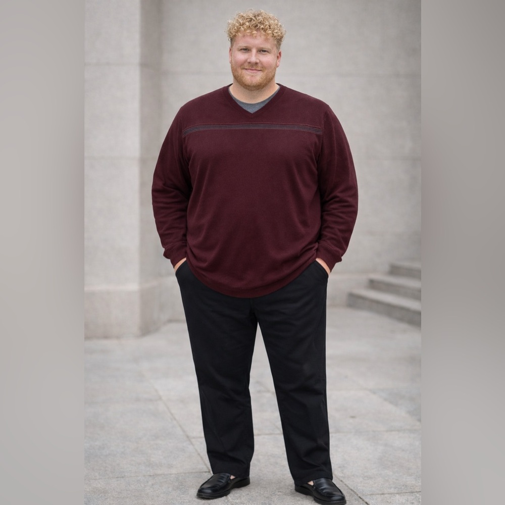 Van Heusen Maroon V-Neck Sweater XXL
